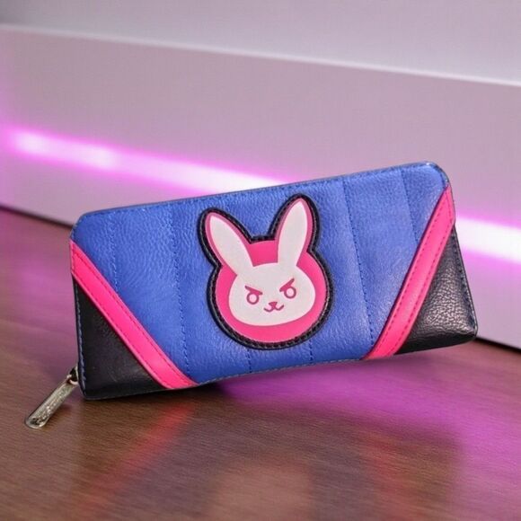 Loungefly Overwatch D.Va Wallet Pink Blue Bunny Gamer Gift Cosplay Purse Rare - Picture 1 of 8